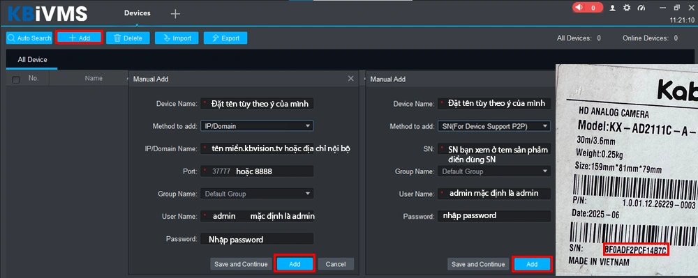 thêm bằng tên miền, sn và địa chỉ nội bộ