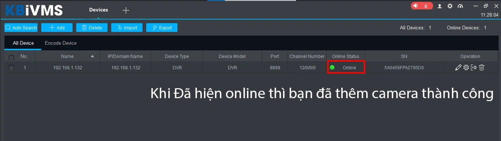 camera báo online thì đã thành công