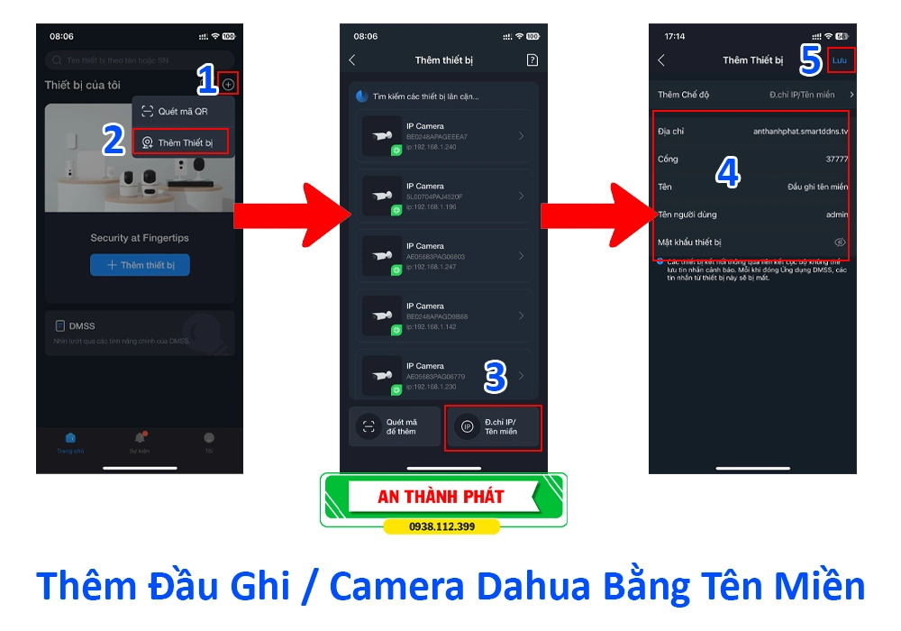 Thêm camera và đầu ghi dahua bằng tên miền trên dmss