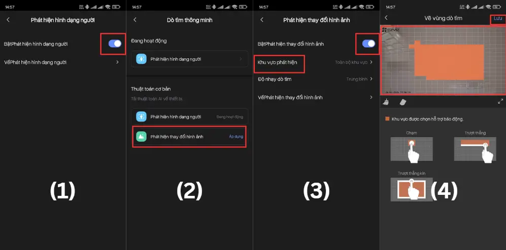 Cài đặt vùng báo động camera ezviz - Bước 2
