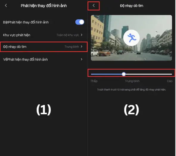 Điều chỉnh độ nhạy báo động ezviz - Bước 3
