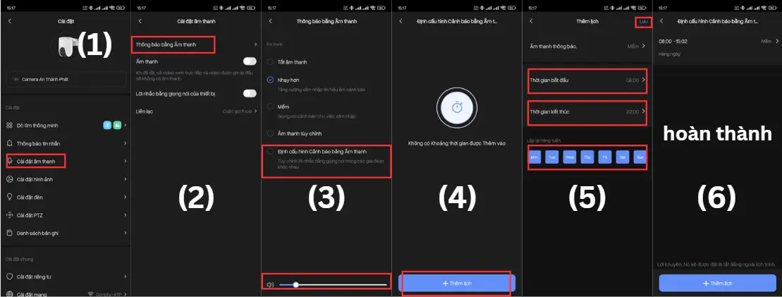 Cấu hình lịch báo động ezviz - Bước 4
