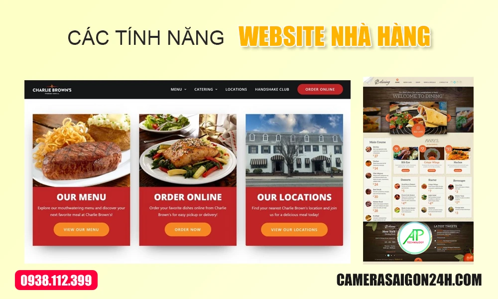 các tính năng website cho nhà hàng