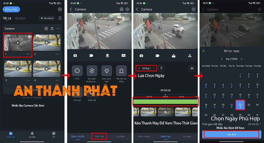 xem lại camera trên điện thoại