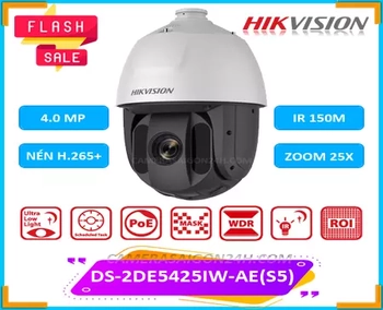 Camera Speed Dome PTZ DS-2DE5425IW-AE(S5) Xoay 360 hoạt động ngoài trời mạnh mẽ