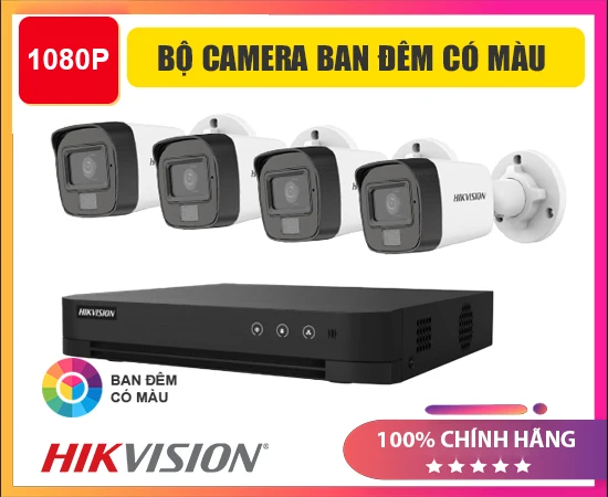 bộ camera ngoài trời ban đêm có màu, trọn bộ camera ngoài trời full color, lắp bộ camera full color ngoài trời, lắp đặt camera ngoài trời có màu ban đêm